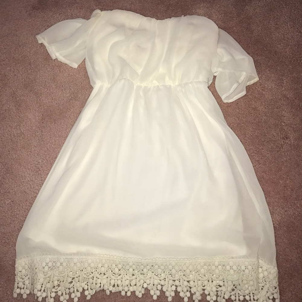 White dress white lace bottom